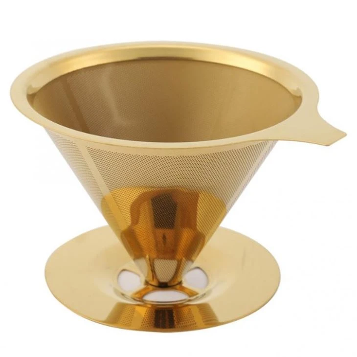 Gold Stainless Steel Coffee Filter Holder Metal Mesh Funnel Baskets Coffee Dripper Filter